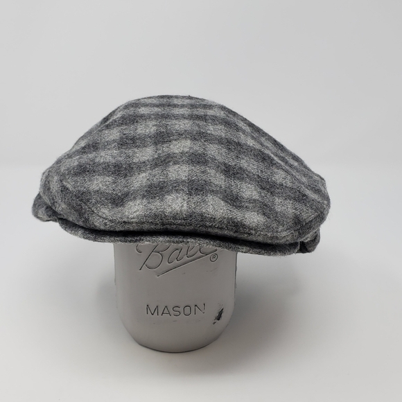 COUNTRY GENTLEMAN FLAT CAP NEWSBOY HAT WOOL BLEND GREY BUFFALO PLAID MEN MEDIUM - Picture 2 of 12